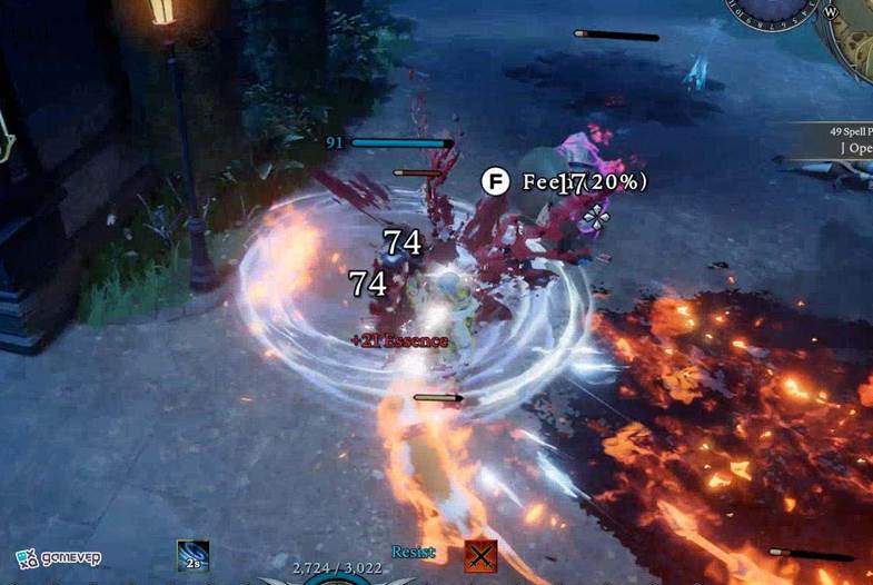 Remata tu combo con Lanza del Caos mientras los meteoros siguen cayendo.