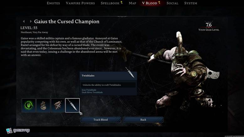 Dirígete al Coliseo en Dunley Farms para desafiar a Gaius el Campeón Maldito.