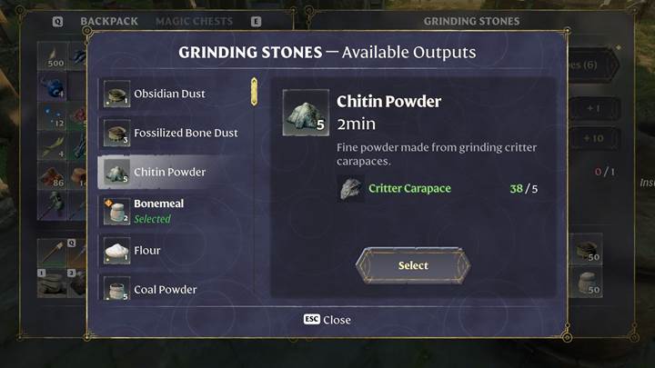 Use grinding stones to craft your powder.