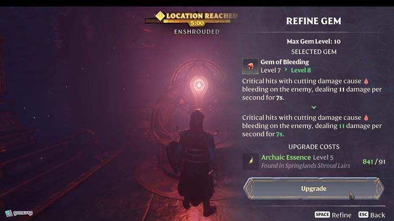 Actualiza la gema de sangrado en Enshrouded Thralls of Twilight Update.