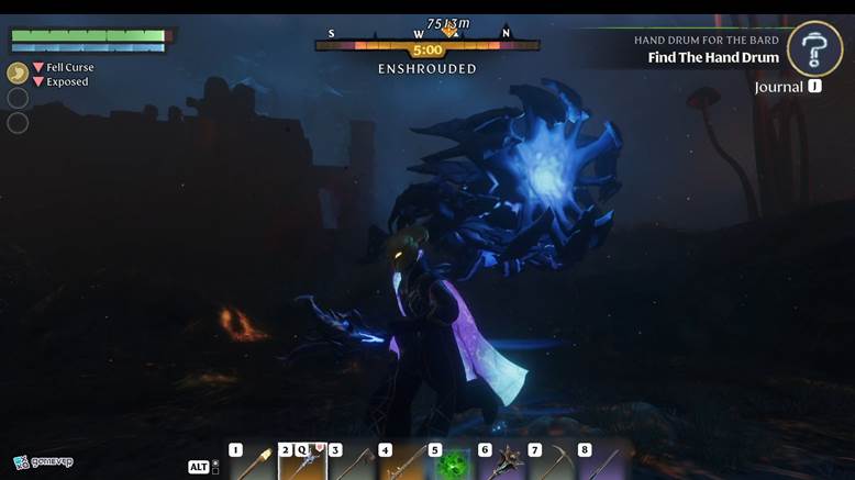 Desciende por túneles iluminados en púrpura en Enshrouded Thralls of Twilight Update.