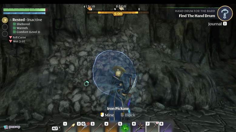 Recoge diez piezas de desmenuzado en Enshrouded.