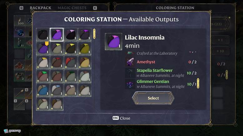 Muele las flores para obtener tinte en Enshrouded Thralls of Twilight Update.