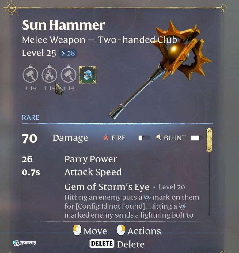 Inserta la Gema del Ojo de la Tormenta en tu arma en Enshrouded Thralls of Twilight Update.