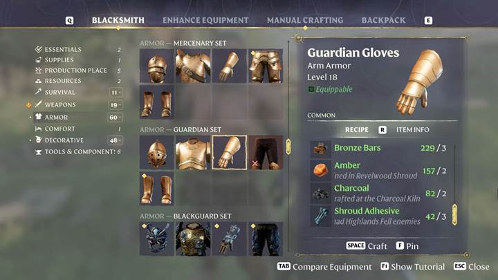 Craft einzigartige Gegenstände mit deinem Miasma-Kleber-Vorrat in Enshrouded Thralls of Twilight.