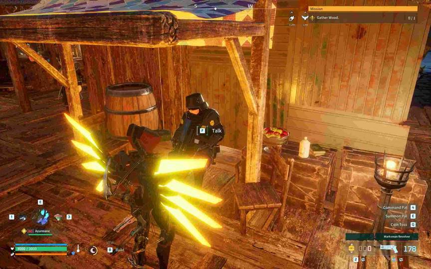 A Bounty Officer offering implant modules in Palworld.