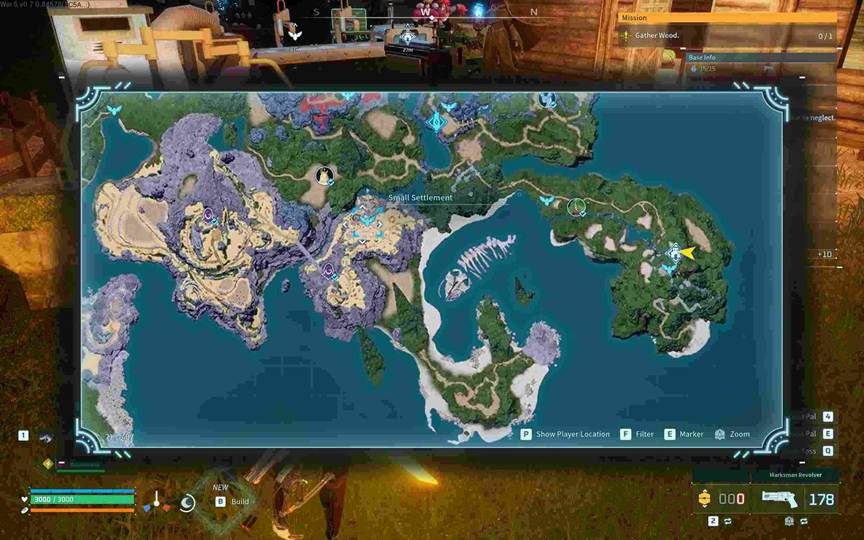 The Small Settlement approach path leading to a Bounty Officer in Palworld.