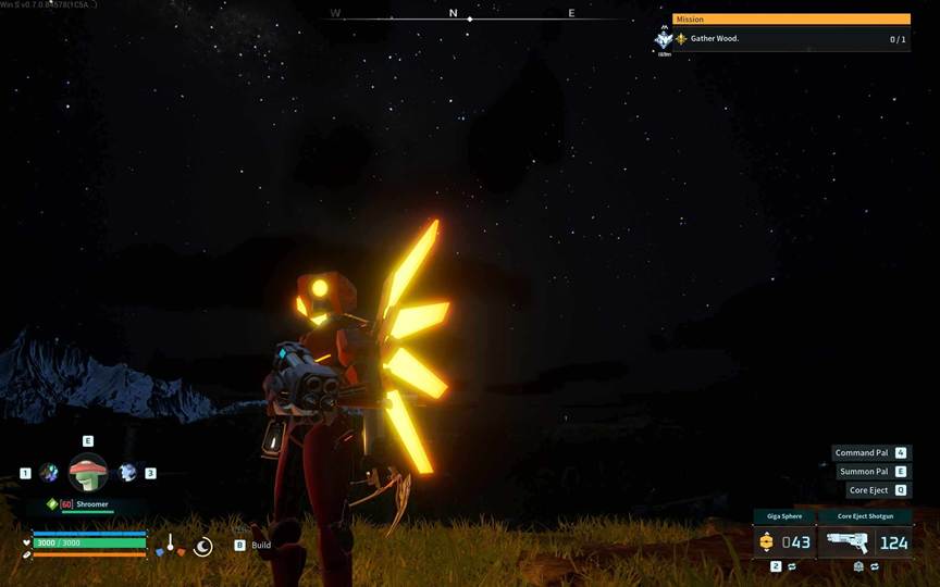 The Core Eject Shotgun firing at close range in Palworld combat.