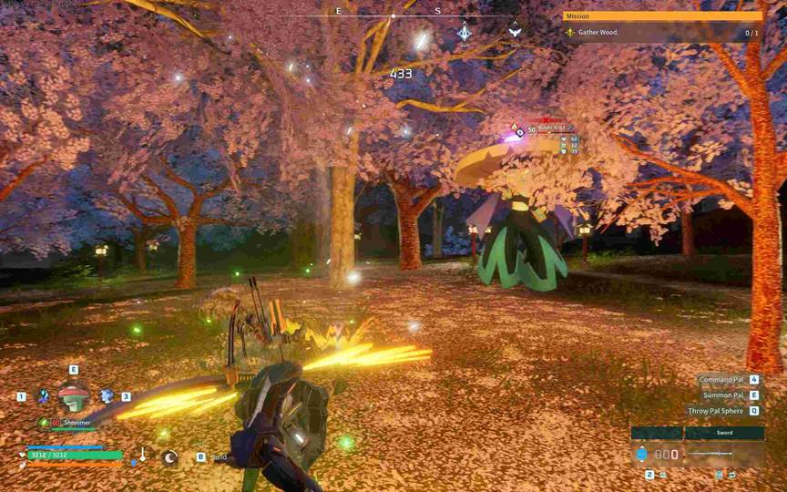 A sword user reconnecting to a target and restarting the chain in Palworld.