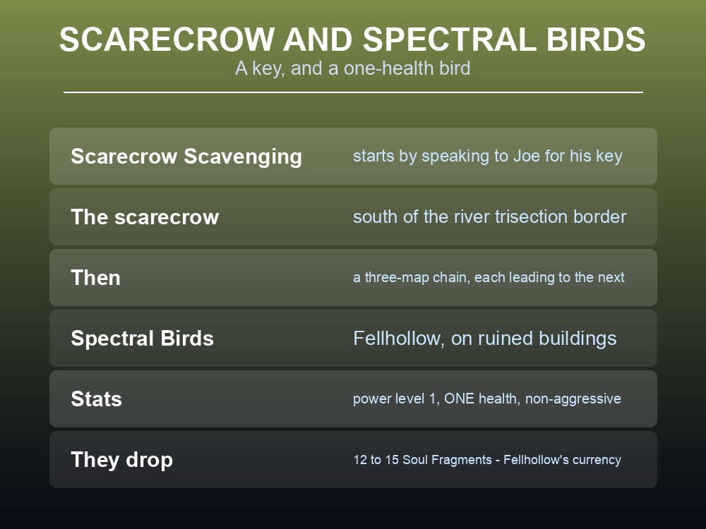 Card explaining Dragonwilds Spectral Birds and remaining activities.