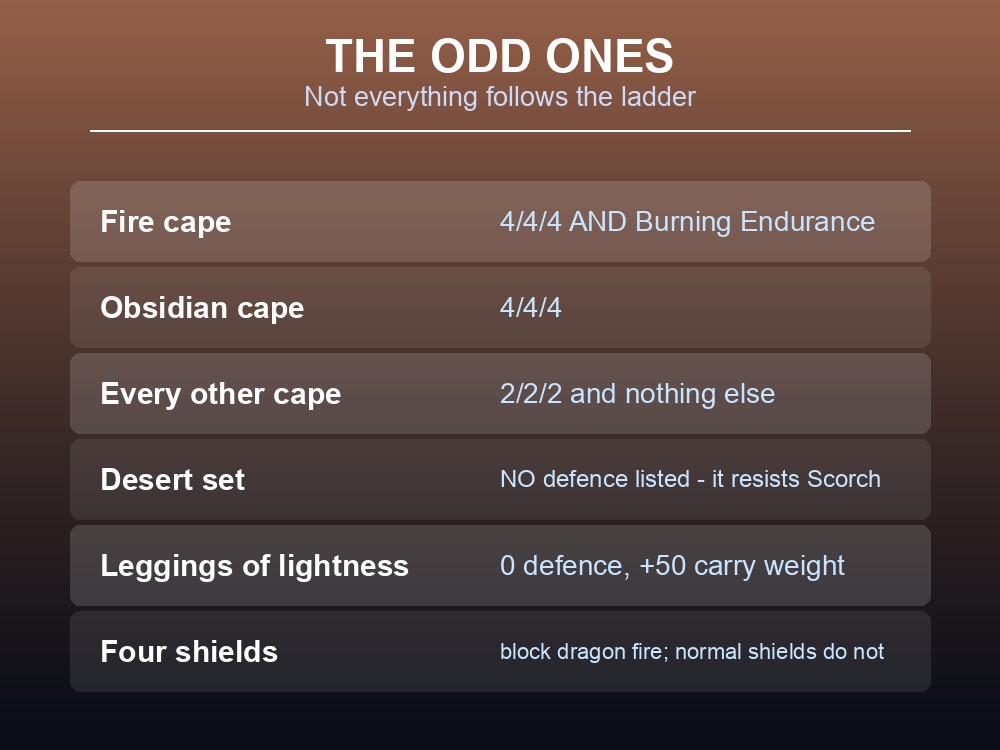 Card explaining Dragonwilds capes, shields and utility armour.