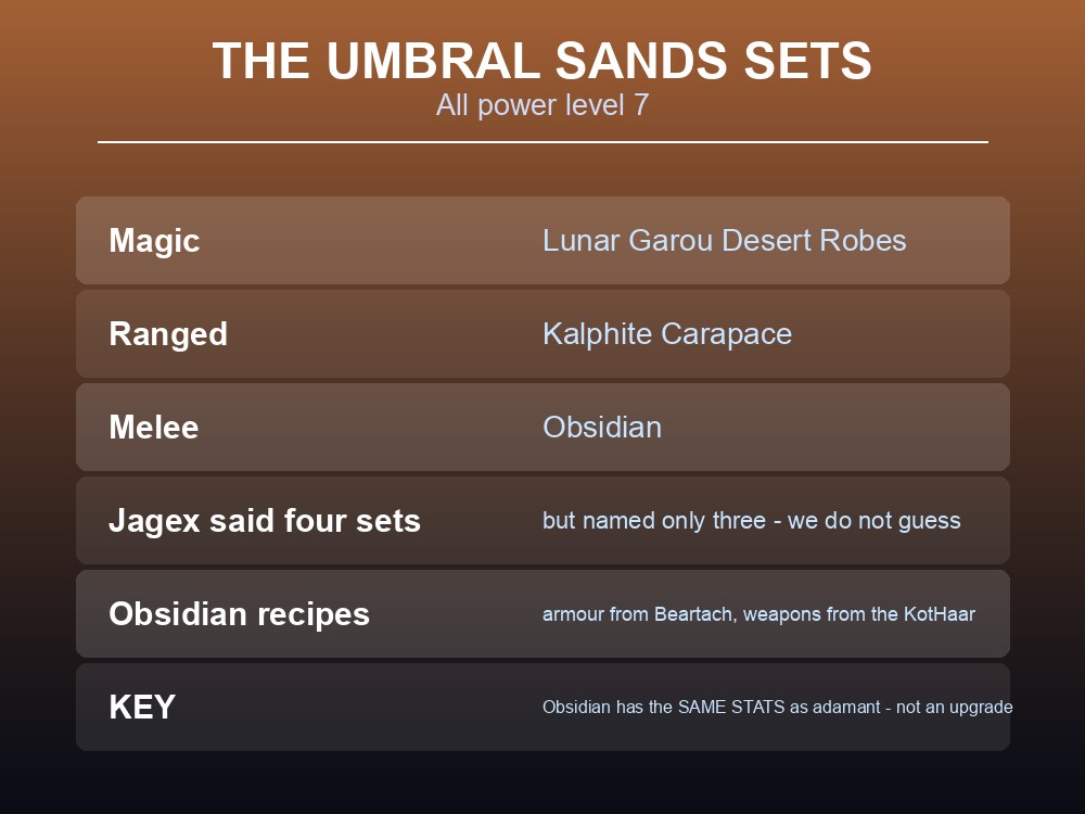 Card listing Dragonwilds' four Vestige armour sets by combat style.
