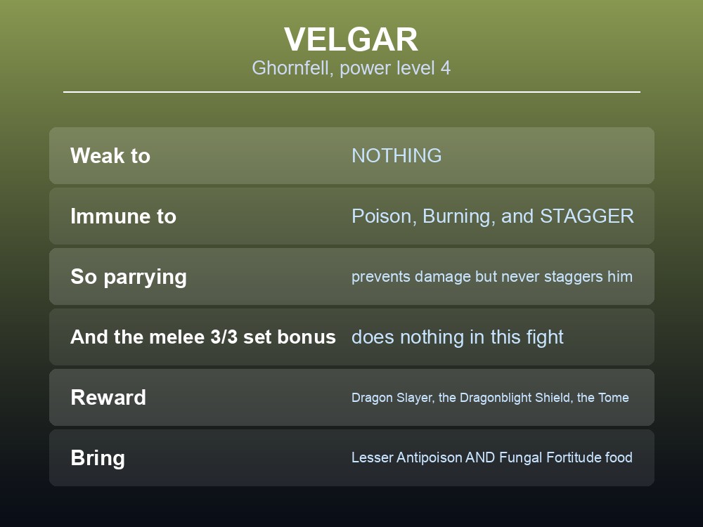 Card showing Velgar's attacks and immunities in Dragonwilds.