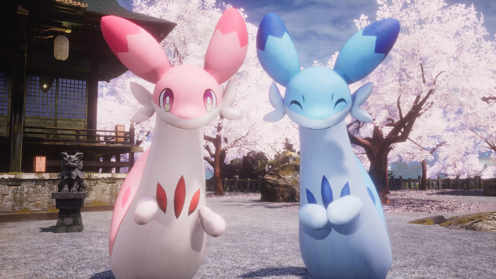 Pals gathering at a shrine in Palworld 1.0