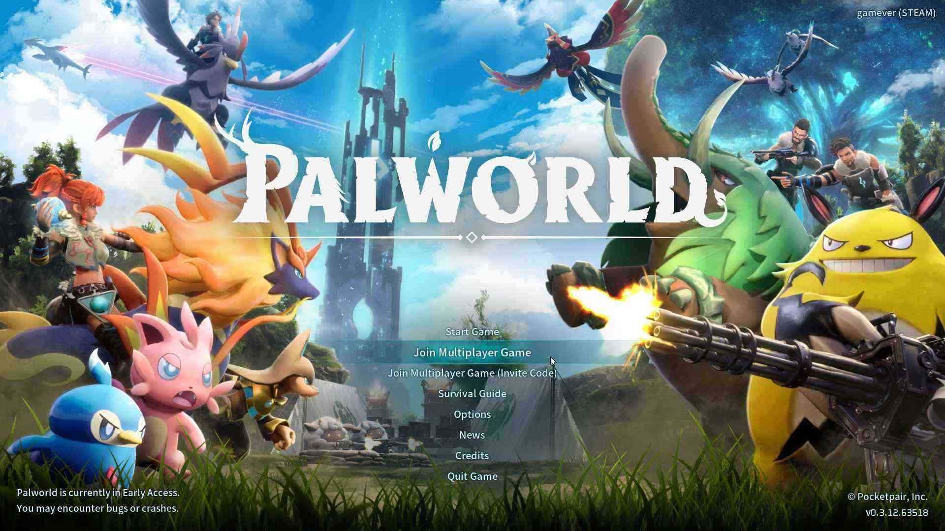 Palworld dedicated server console showing world load
