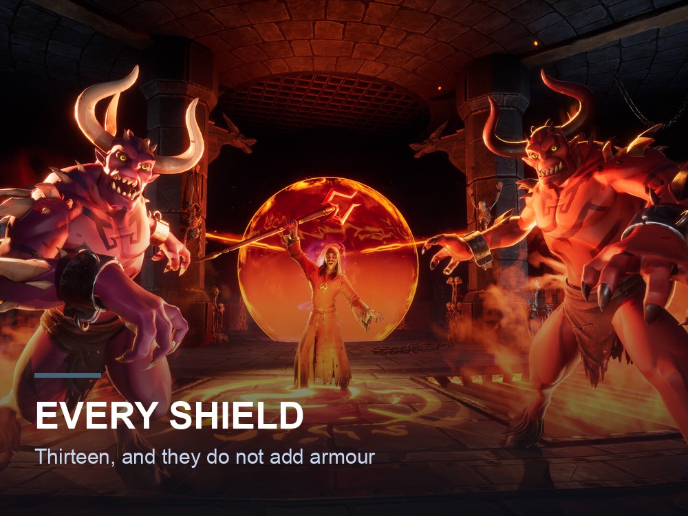 A shield-and-sword fight in Dragonwilds.