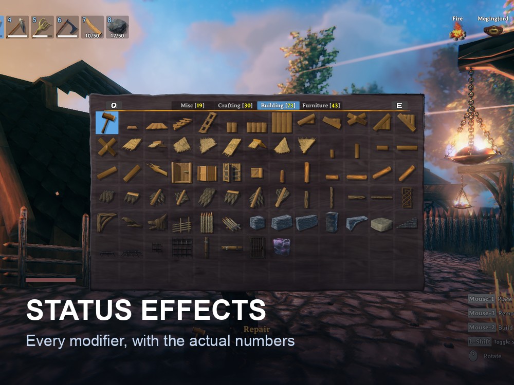 A Valheim player standing in a storm.
