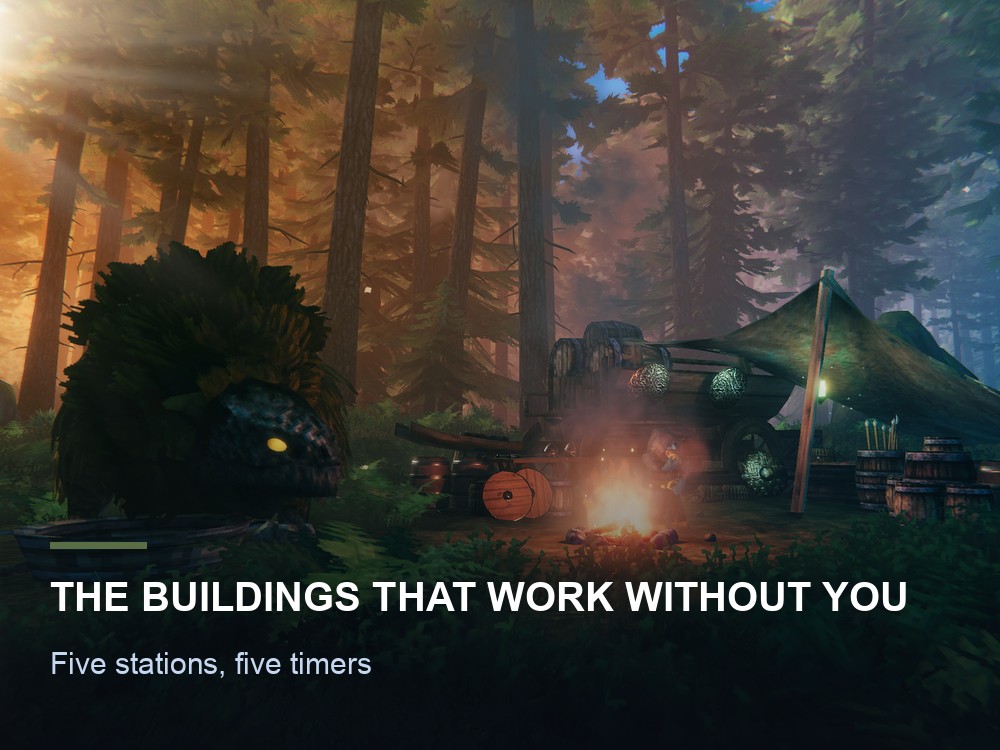 A Valheim farm with production buildings.