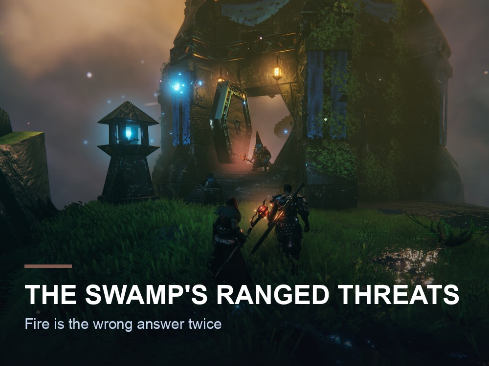 The Valheim Swamp at night.
