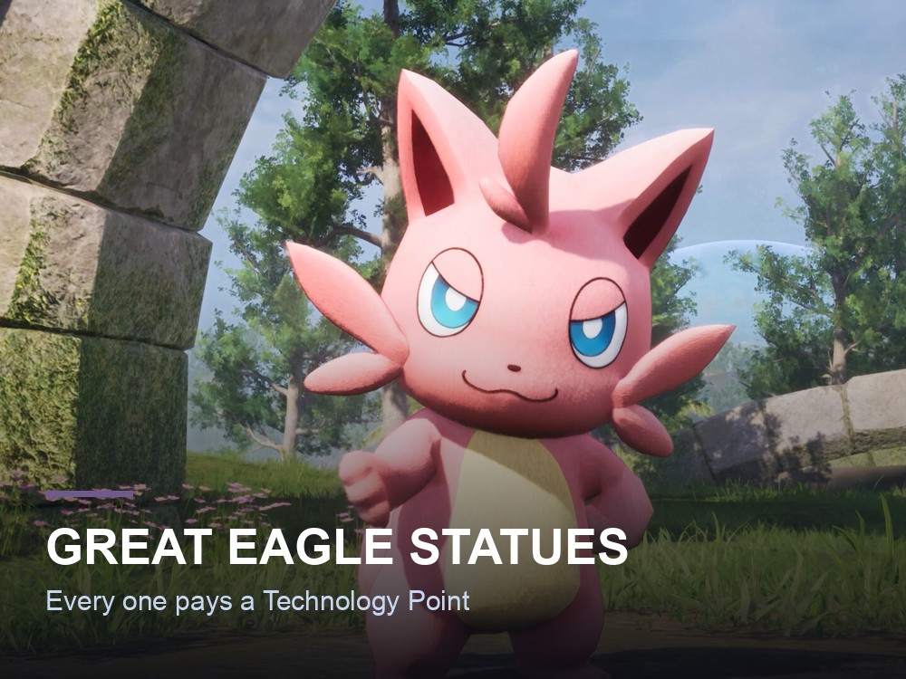 A Great Eagle Statue in the Palworld overworld.