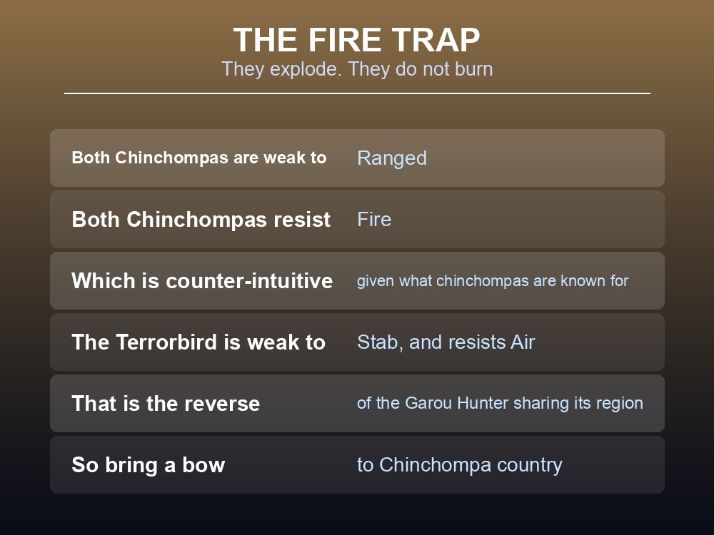 Card explaining that both Chinchompa types resist Fire despite being explosive.