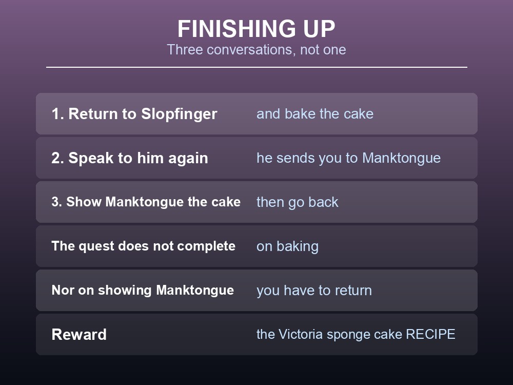 Card showing the Victoria sponge cake recipe reward.