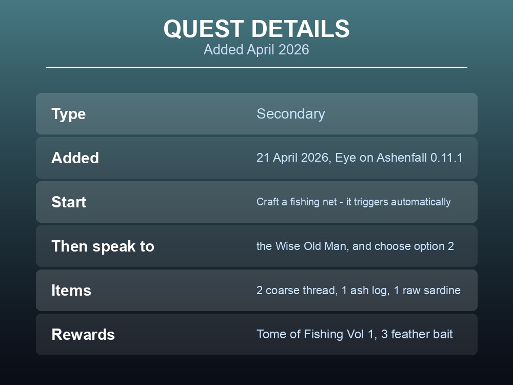 Card listing Shrimp Catcher's requirements and rewards.