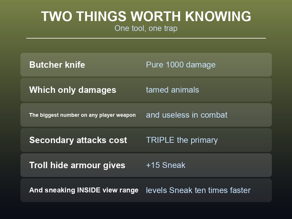 Card advising when a Valheim knife is the right weapon.