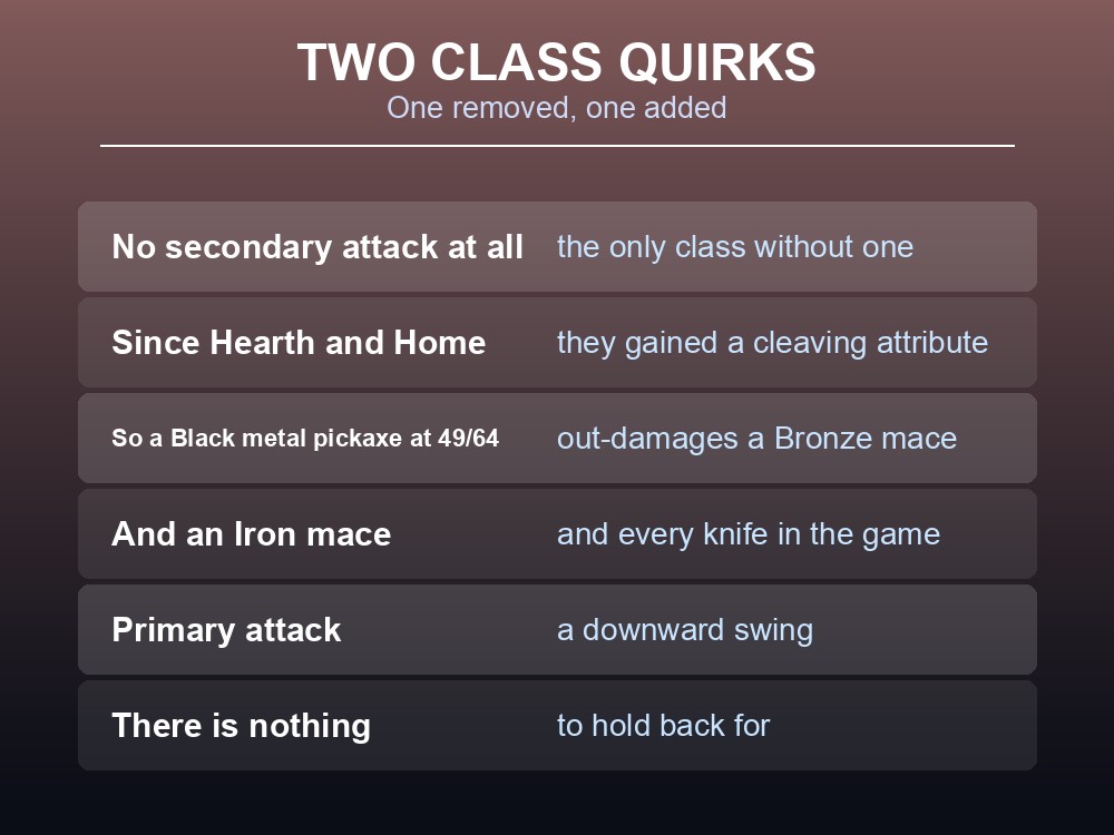 Card explaining that Pickaxe is a distinct damage type in Valheim.