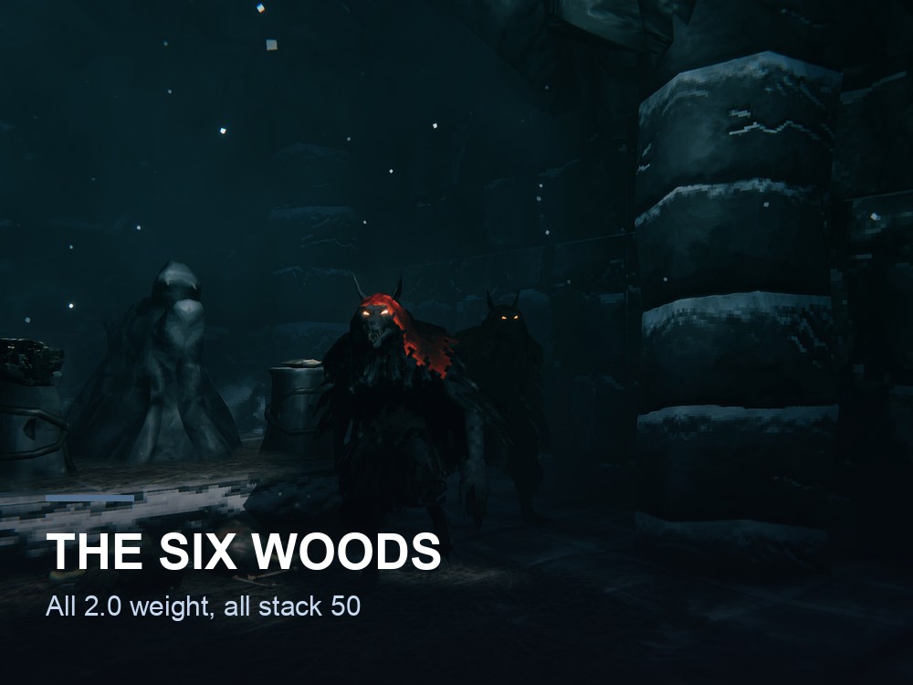 Stacks of wood in a Valheim base.