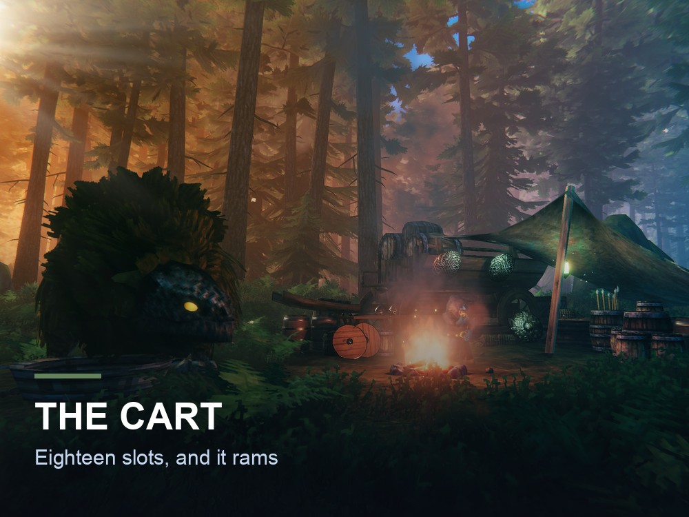 A cart being pulled in Valheim.