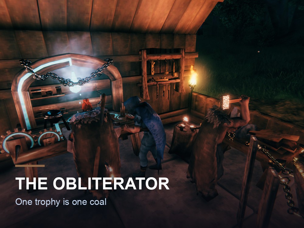 The Obliterator in a Valheim base.