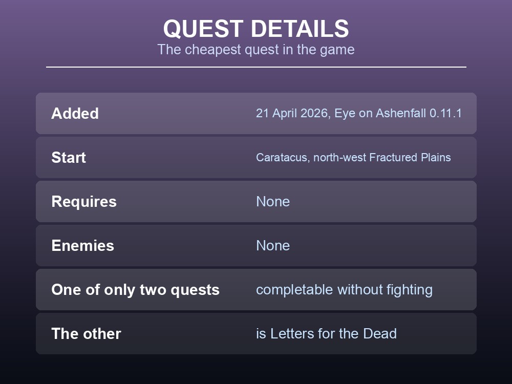 Card noting that any Dragonwilds building style works for this quest.