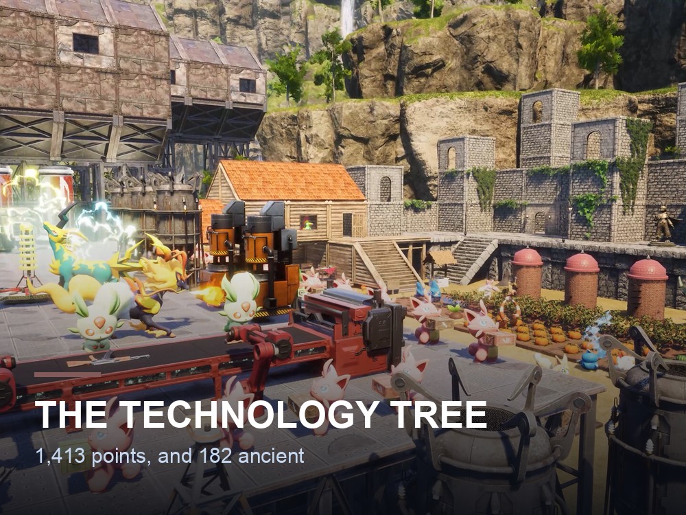 The technology tree in Palworld.