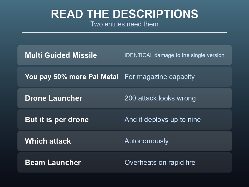 Card listing Palworld's beam and energy heavy weapons.