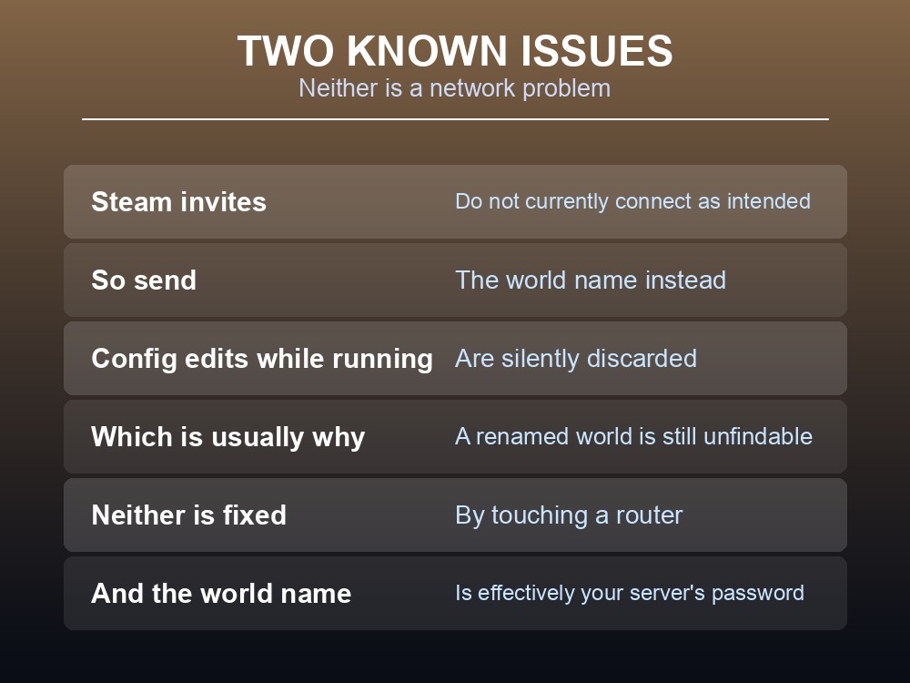 Card listing what to check before troubleshooting a Dragonwilds server.