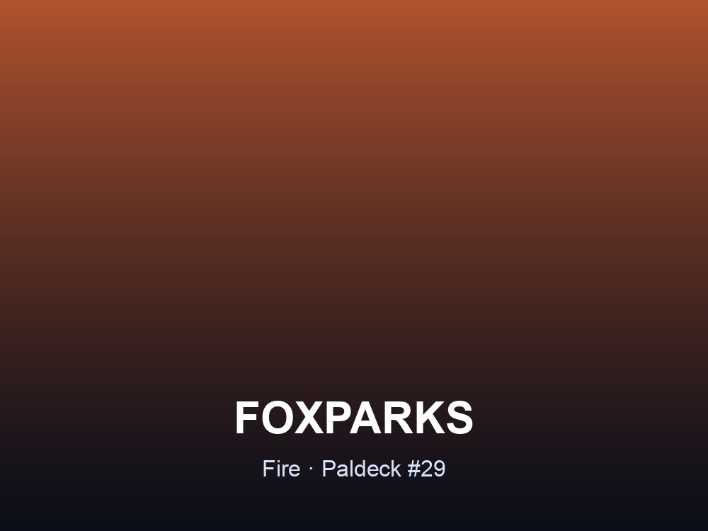 Foxparks hero card showing its name and Fire typing against a warm gradient.