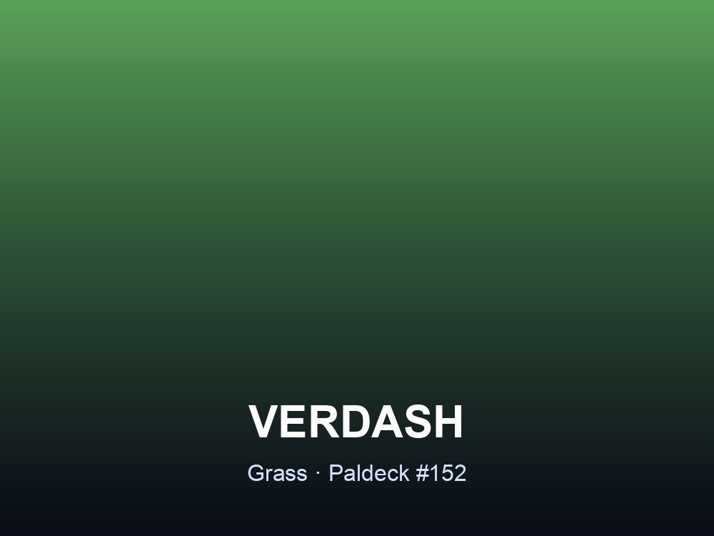 Verdash hero card showing the Grass-element Pal, Paldeck #152, on a green gradient.