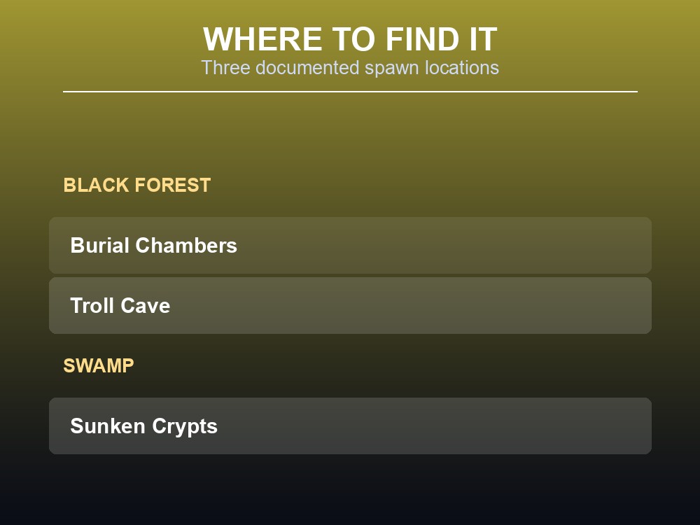 Card listing the three locations where Yellow Mushrooms spawn.