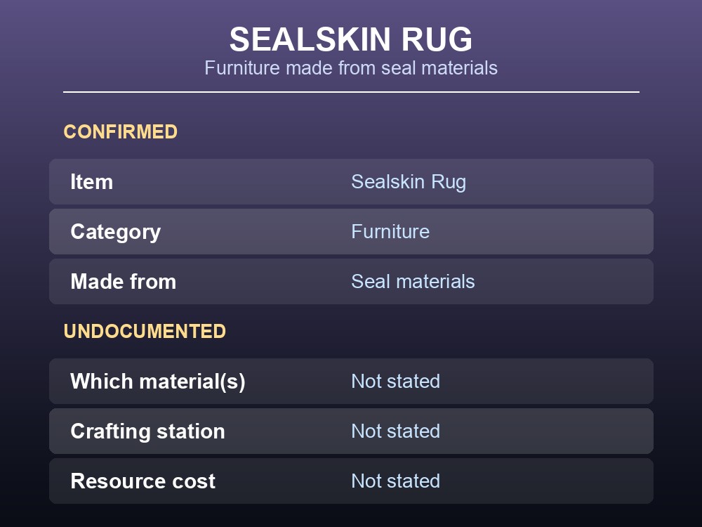 Card listing the two seal-based food items confirmed for 1.0.