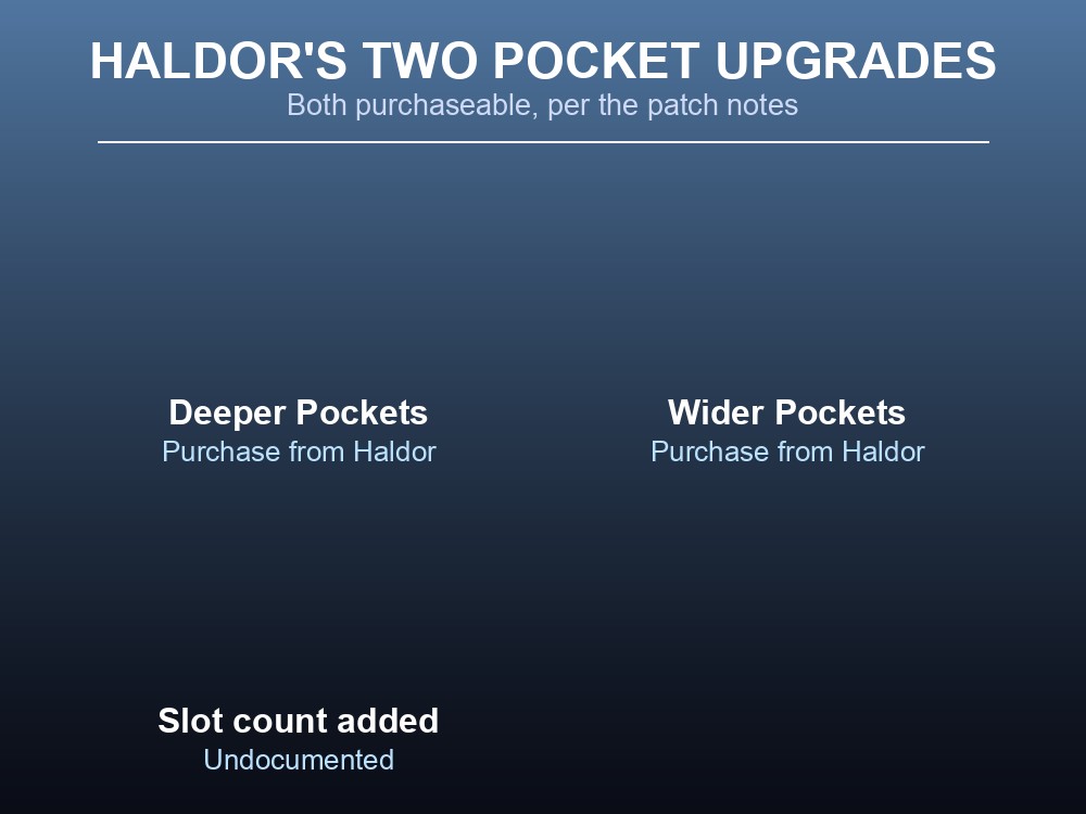Card listing Haldor's two new purchaseable inventory upgrades.