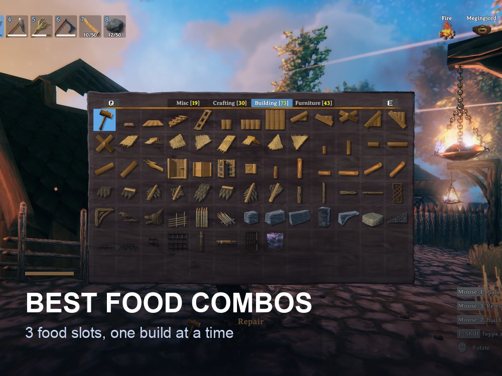 Valheim food spread on a table, promotional screenshot