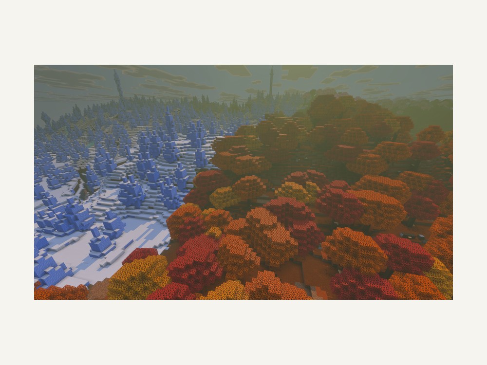 A Dappled Forest bordering ice spikes