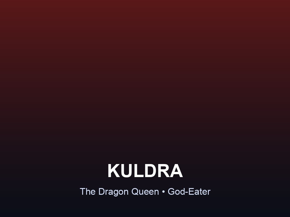 Portrait card for Kuldra, the five-headed Dragon Queen of Dragonwilds.