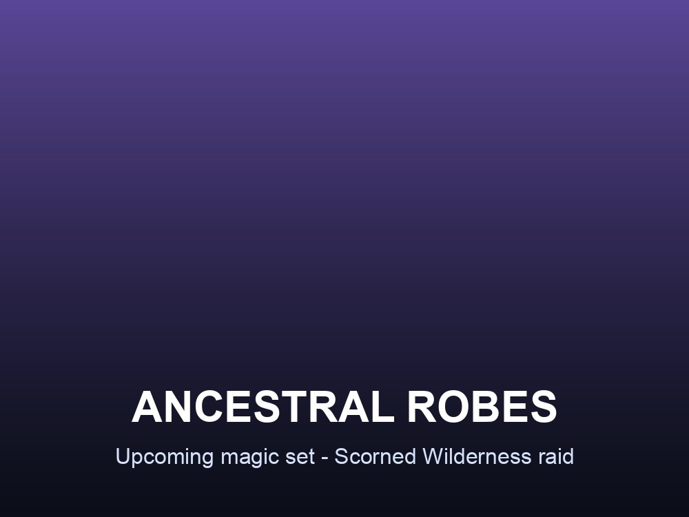 Hero card introducing Ancestral Robes, Dragonwilds' upcoming magic armour set.