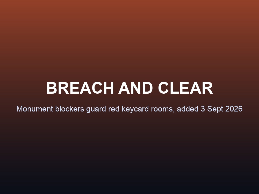 Monument blockers guarding a red keycard room in Rust
