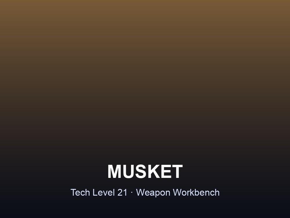 Musket weapon card showing its Technology-tree unlock requirement