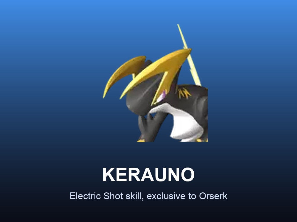 Card showing Orserk, the only Pal that learns Kerauno.