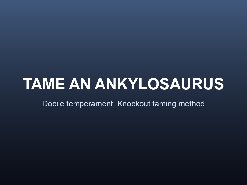 An Ankylosaurus knocked out and ready for taming in ARK