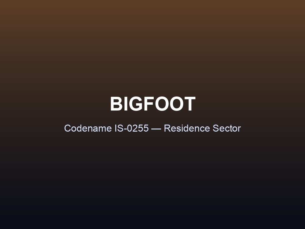 Bigfoot stat card showing its codename and Residence Sector location.